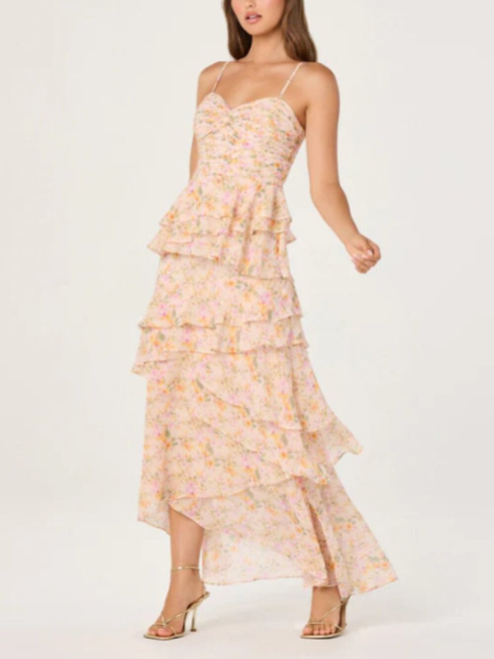 NWT Astr The Label Coline Ruffle Maxi Dress